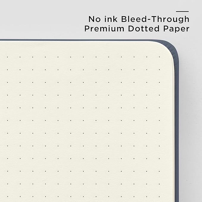 &And Per Se Dotted Journal Notebook, A5 Hardcover Bullet Dotted Journal, 160 Pages 100 gsm Thick Dotted Paper, 3 Sheets of Stickers Included - 5.7'' x 8''（Dark Blue）