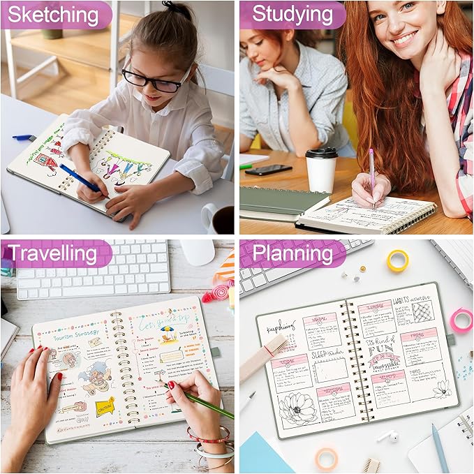 RETTACY Blank Journal Notebook, 140 Pages, A5 Medium Size (5.7'' x 8.3''), Hardcover, 100 GSM Thick Paper, for Sketching, Drawing, Painting (Lilac)