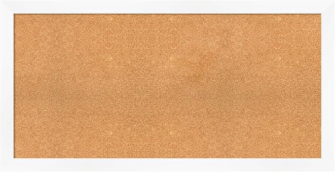 Amanti Art Natural Cork Board for Wall, 25x49 Vision Board with White Frame, Oversize Corkboard Office Decor for Home Organization, Modern Corkboard Pinboard to Display Items for Home Organization in