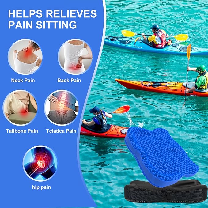 Thicken 19.7in Seat Cushion, Gel Seat Cushion for Long Sitting–Office Chair, Wheelchair, Car Pad, Large Cooling Support Pad for Back Pain, Sciatica, Tailbone Pain Relief