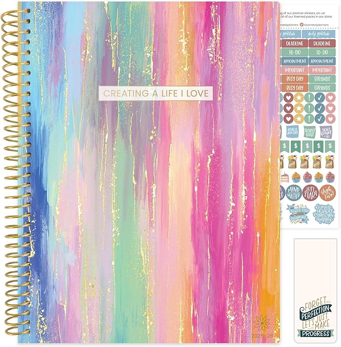 bloom daily planners 2025-2026 (8.5" x 11") Academic Year Daily Planner (July 2025 - July 2026) - Weekly & Monthly Dated Agenda Organizer with Stickers & Tabs - Creating A Life I Love