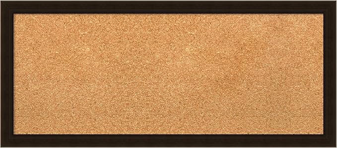 Amanti Art Natural Cork Board for Wall, 14x32 Vision Board with Brown Wood Frame, Medium Corkboard Office Decor for Home Organization, Rustic Farmhouse Corkboard Pinboard to display items for home