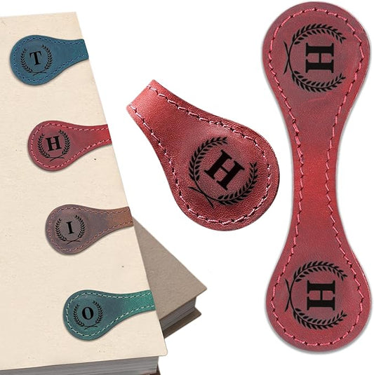 Personalized Magnetic Leather Bookmark - Genuine Custom With Initials, Handmade Clips for Book Lovers, Readers, Kids, and Women - Premium Magnet Charm
