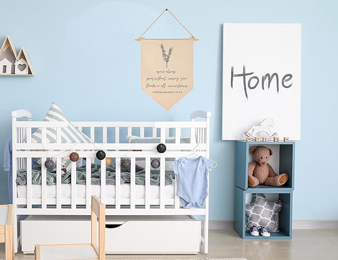 Bible Verse Wall Art-Minimal Christian Wall Decoration-Bible Gift-Scripture Hanging Flag Art Decor-Banner Sign Decoration Gift-Farmhouse Living Room Bedroom Home Decor,Rejoice Always