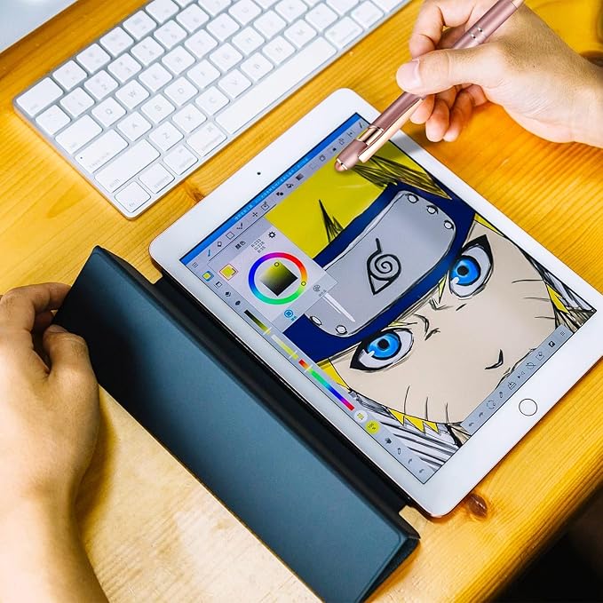 Aozora 9 Pack Ballpoint Pens Smooth Writing 2-in-1 Stylus Retractable Ballpoint Pen with Stylus tip, Office Decor Metal Stylus Pen for Touch Screens, 1.0 mm Black Ink (Rose Gold)