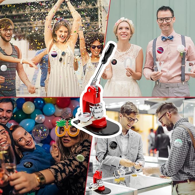 Button Maker Machine Multiple Sizes, 1 inch+1.25 inch+2.25 inch DIY Button Press Machine Kit, Metal Button Press Machine with Cutting Mat and Circle Cutte, Come with 300 Button Parts Supplies