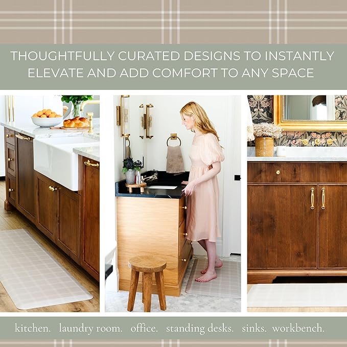 Anti Fatigue Mat by Laurel Lane Co. – Designer Anti Fatigue Mats for Kitchen Floor, Kitchen Mats for Floor, Desk Mat – Cushioned 0.75" Thick – Stain Resistant – Non-Skid Bottom – 20" x 60"