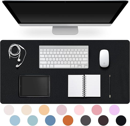 Leather Desk Pad Protector,Non-Slip Desk Pad,on-Slip PU Leather Large Mouse Pad,Easy Clean Desk Protecor Mat,Writing Pad for Office Work/Home/Decor(Black, 35.4" x 17")