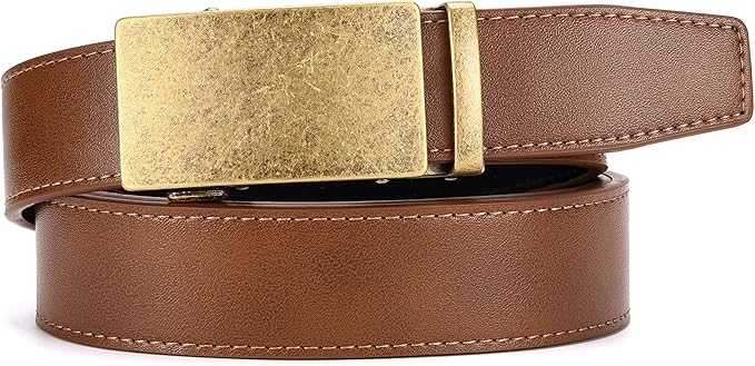 CHAOREN Mens Belt - Mens Ratchet Belt Leather 1 3/8" for Dress Pant - Micro Adjustable Belt Fit Everywhere