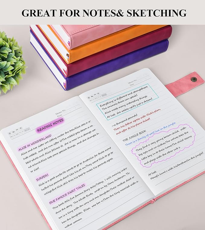 365 Page Thick Lined Journal Notebook for Men Women, B5 Large Leather Journals for Writing, Hardcover Notebooks for Work, School, Note Taking, Business, Travel Diary, College Ruled 7.6" x 10"