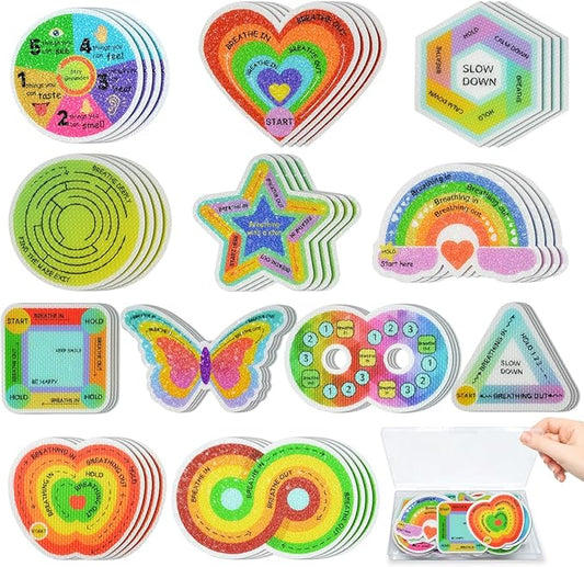 48 Pcs Sensory Strips Set – Anxiety Sticker Kit with Different Textures, 2 Textured Surface Tactile Stickers for Teens & Adults – Stress Relief Classroom Must Haves, Anxiety Relief Items