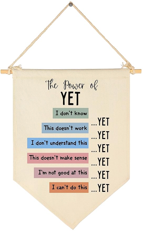 Therapy Office Decor-Classroom Growth Mindset Mental Health Banner- School Counselor Wall Art-Flag Decor Gift for Classroom Office- Banner Wall Sign Gifts-The Power of Yet