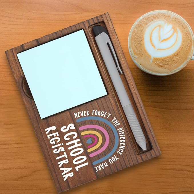 School Registrar Gifts Sticky Note Holder, Thank You Gift for Registrar, School Admin, Enrollment Office Staff, Education Appreciation Week, Graduation Holiday Recognition Office Desk Decor PB024