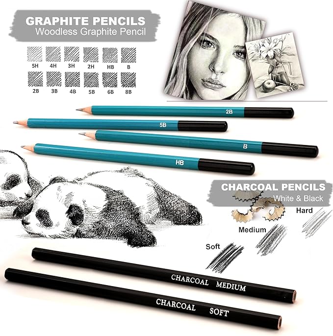 KALOUR 106 Coloring Sketching Kit Set - Art Supplies with Sketchbook & Watercolor Paper - Include Drawing Tutorial, Watercolor,Colored,Metallic,Fluorescent,Sketch Pencils - for Artists beginner