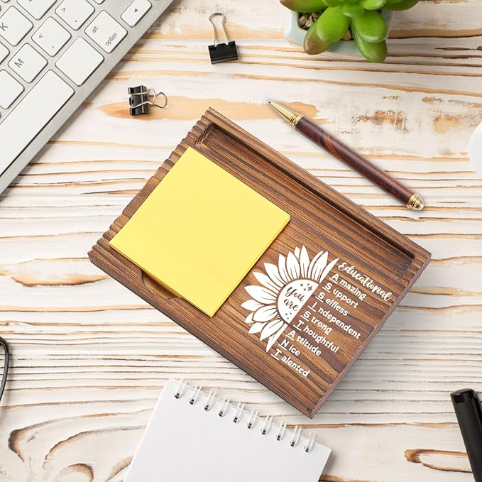 Educational Assistant Gifts Sticky Note Holder, Thank You Appreciation Gifts for Educational Assistants, Office Desk Organizer, Teacher’s Appreciation Week Employee Recognition Desk Accessory TZP122