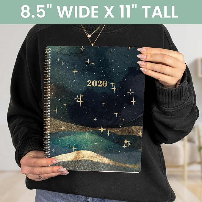bloom daily planners 2026 Planner (January to December) - 8.5” x 11” Weekly & Monthly Dated Agenda Organizer Book with Stickers & Tabs - Flexible Soft Cover - Celestial Skies