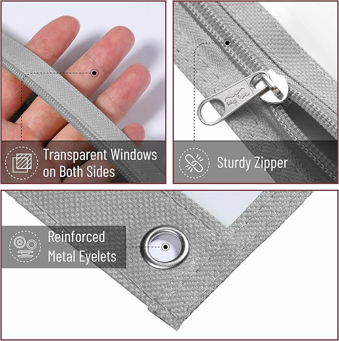 Mr. Pen- 5 Pack Pencil Pouches with Clear Window, Zipper Pouch for 3 Ring Binder