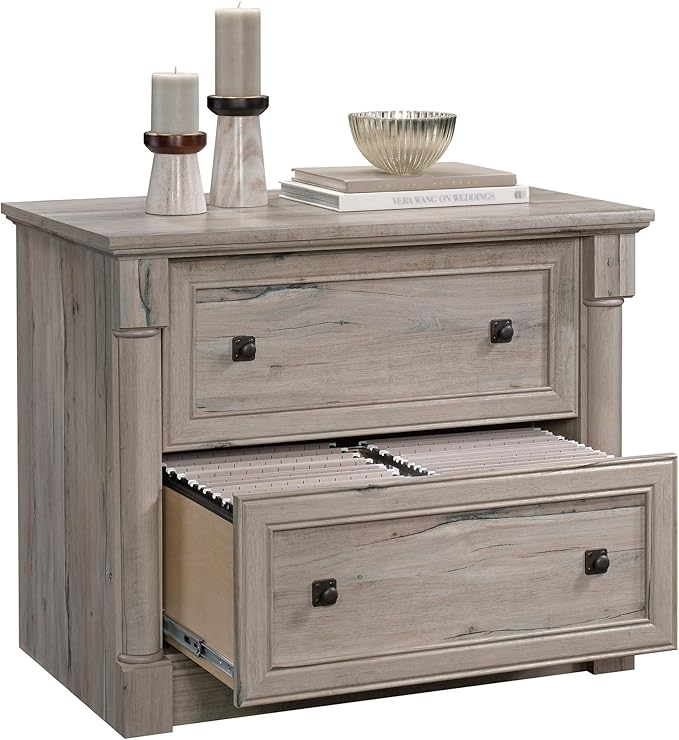Sauder Palladia 2 Drawer File Cabinet, Lateral Filing Cabinets for Home Office, Hanging File Folders Organizer, Interlocking Drawers, in Split Oak Finish