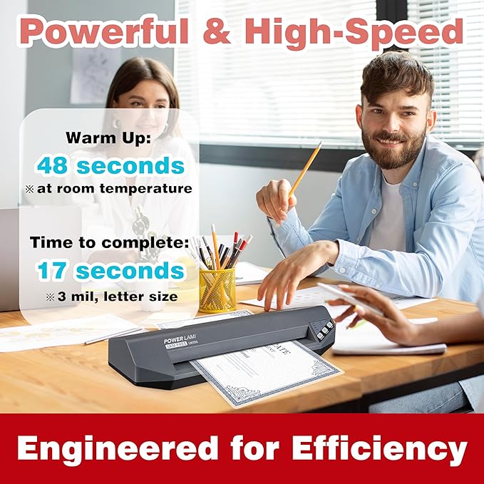 SINCHI 13" Thermal Laminator Machine – 3–10 Mil, 48s Warm-Up, 17s/Sheet, Heavy Duty No-Jam Design, Works with Cardstock & Dark Prints, Includes 10 Sheets, Ideal for Office, School & Business Use
