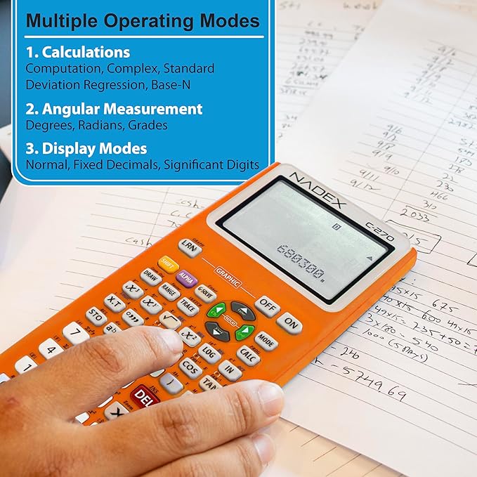 Scientific Calculator with Graphing, Includes Carrying Case, for College and High School Students, Calculus, Algebra, Geometry, Trigonometry, Statistics, Physics, Chemistry, Orange