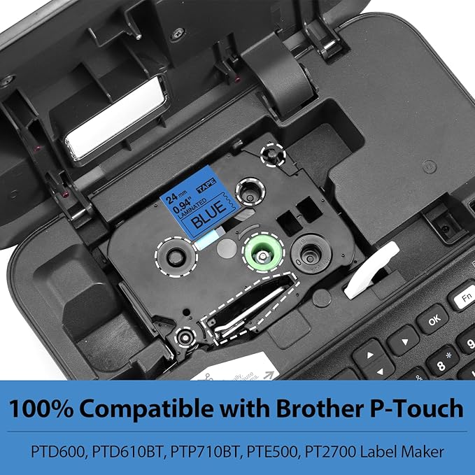 Label KINGDOM 24mm Blue Label Tape Replacement for Brother TZe-551 TZe551 1 Inch Black on Blue TZe Tape 24mm 0.94 Laminated Compatible with Brother P Touch PTD600 PTD610AD PTP700 PT2730, 3-Pack