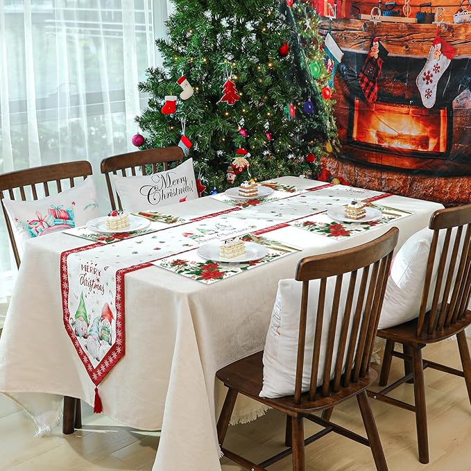 50 Pack Christmas Velvet Poinsettia Paper Placemats,16x 11 Inch Red Poinsettia Flower Disposable Placemat Seasonal Winter Poinsettia Golden Tablemats for Kitchen Dining Christmas Party Supplies