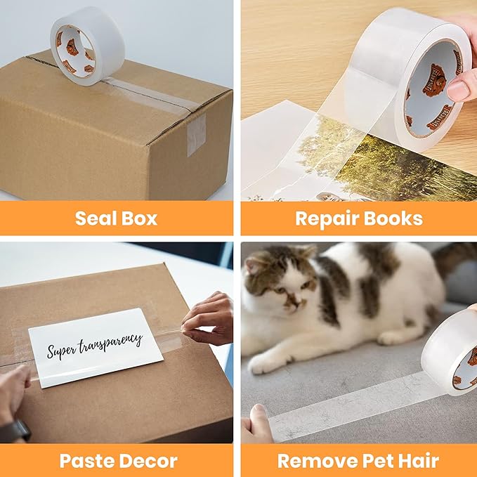 Clear Packing Tape 12 Rolls, Heavy Duty Shipping Tape 1.88 Inch x 55 Yard Packaging Tape 2.6mil Thick Transparent Tape Refills for Moving, Storage, Sealing, 660 Total Yards