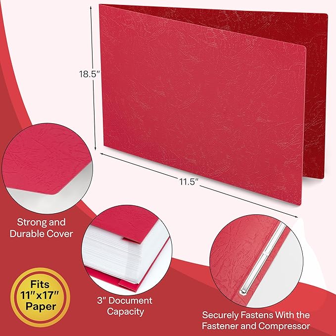 Durable 11x17 Professional Compressed Fiberboard Report Covers – Pack of 10 (Executive Red)