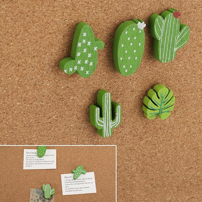 Push Pins 30Pcs Cactus Decorative Push Pins Wood Pins for Cork Board
