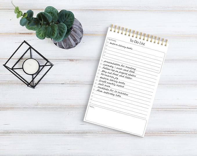 Better Office Products To Do List Mini Notepads, 5.5" x 8.5", Planning Note Pads, 50 Sheets Per Pad, Double Wire Spiral, Daily Agenda Productivity Checklist Organizer (2 Pack)