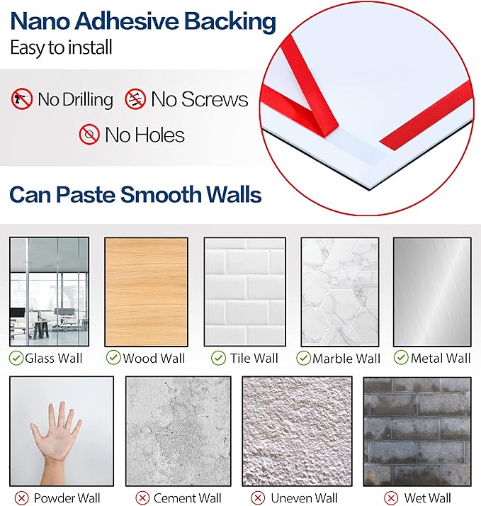 Acrylic Magnetic Sign Holder Wall Mount, Self Adhesive Magnetic Display Frame with Nano Tape and Strong Magnetic Border for Wall, Door, Glass, Home, Store, Office (Black, 11" x 17" / 10 Pack)