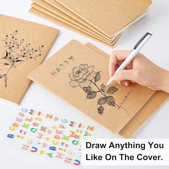 feela 90 Pack Kraft Notebooks Bulk, Lined Travel Journals Note Pad Notebooks for Men Women Girls Students, Making Plans Writing Memos Office School Supplies, A5, 60 Pages, 8.3” X 5.5”