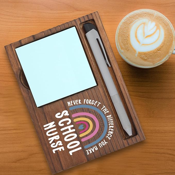 School Nurse Appreciation Gifts Note Pad Holder Desk Organizer, Thank You Gift for Health Staff, Back to School, Nurse Week, Graduation Birthday or Christmas PB008