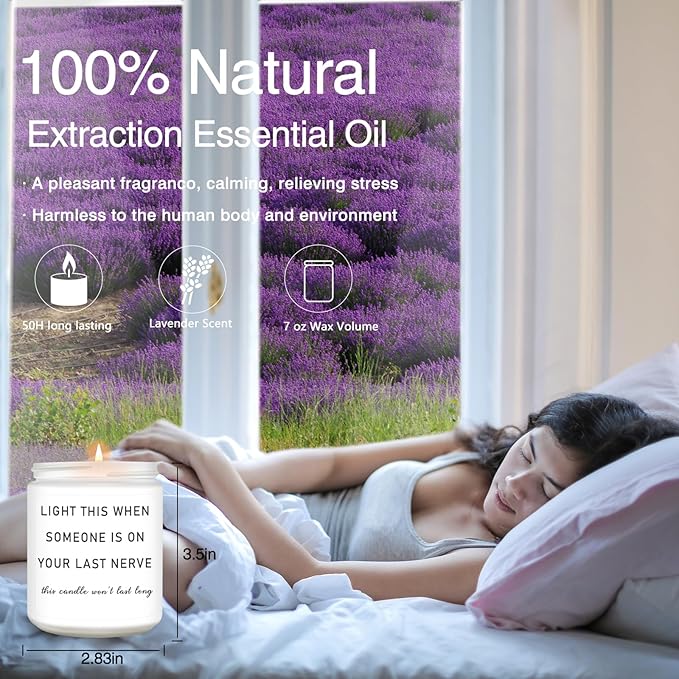 Homsolver Gifts for Women, Best Friend Birthday Christmas Friendship Gifts for Women, Sister, Friend, Mom, Bestie, Her, BFF, Coworker, Unique Woman Gift, Funny Lavender Scented Candle Gift