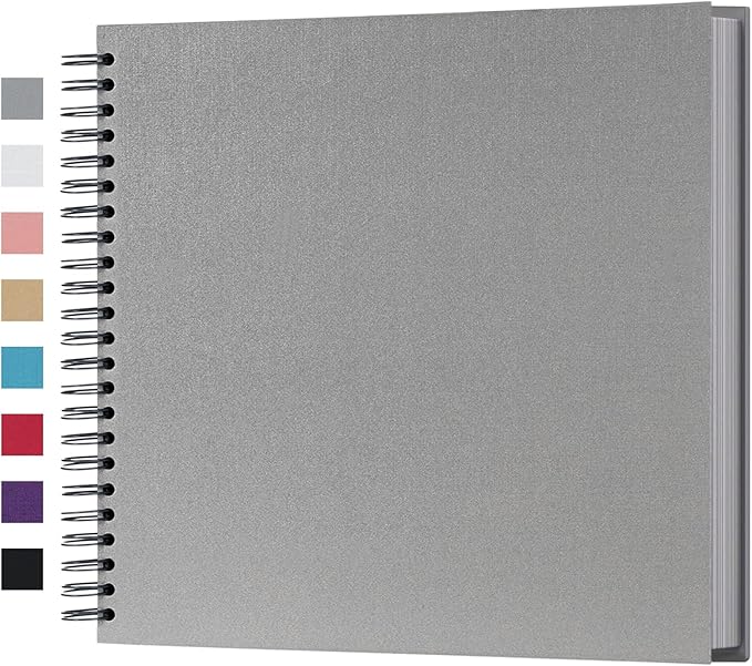 potricher 12 x 12 Inch Large DIY Scrapbook Photo Album 80 Pages Thick Kraft Blank Gray Paper Memory Book for Wedding and Anniversary Family (Gray, 12 Inch)