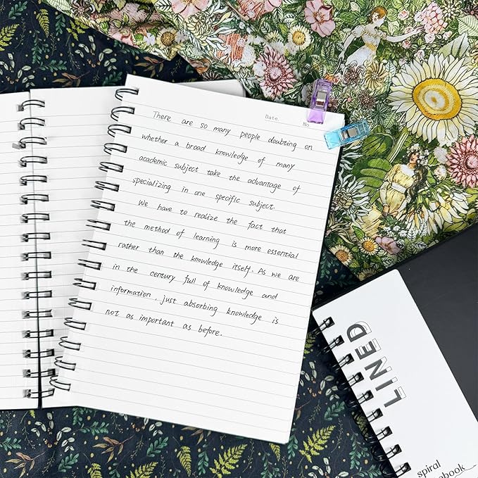 Lined Notebook Spiral Notebook 8.5" x 5.7"-4 Pack A5 Lined Notebook 7mm College Ruled Hardcover Notebook 120 Pages 100 GSM Thick Paper Notebook Hardcover Journal for School, Office,Study and Notes