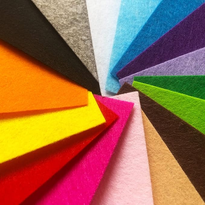 flic-flac 16PCS 8 x 12 inches (20 x 30cm) Assorted Color Felt Fabric Sheets Patchwork Sewing DIY Craft 1mm Thick
