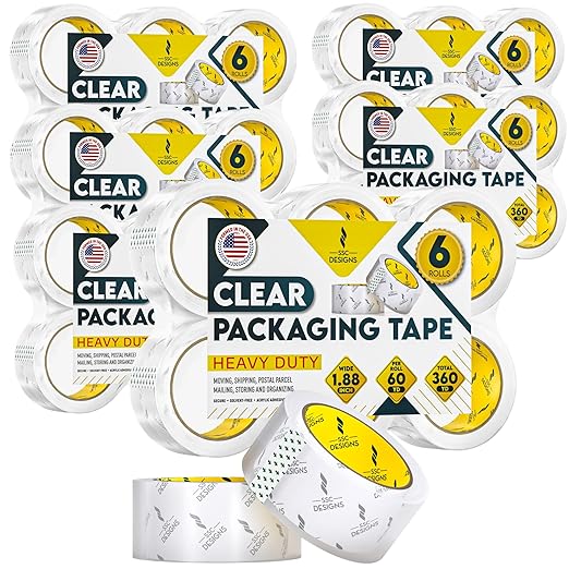 Packing Tape Clear Packaging Tape Heavy Duty Strong Shipping Refills Dispenser Transparent Thick Moving Supplies Mailing Box Sealing Office Storage Home - 60 Yds x 1.88" Wide x 2.7 Mil Thick 36 Rolls
