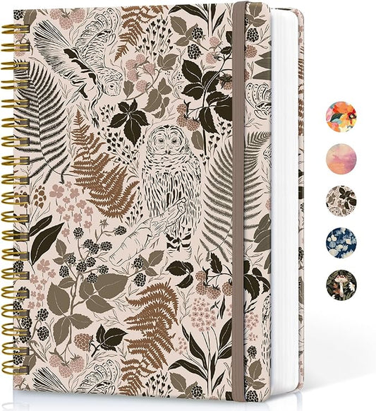 Lined Spiral Notebook Journal for Work, 300 Pages Thick B5 (7.1"x10") College Ruled Journal for Women & Writing, Hardcover Notebook for Note Taking, Perfect for Office Home School, Magical Forest