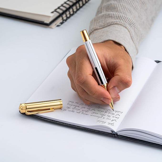 Luxury Rollerball Pen Set - Smooth Writing, Elegant Design, Quick-Drying, Refillable Liquid Ink, 2 Refills (Black, Blue), Ideal for Professionals, Students