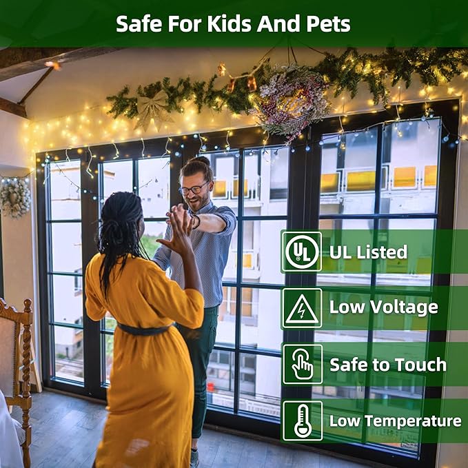 1332 LED Christmas Lights with 296 Drops,132ft 12 Modes Hanging ice String Lights with Timer & Dimmable & Waterproof, Plug-in Fairy Lights for Tree Holiday Wedding Party Christmas Decor Warm White