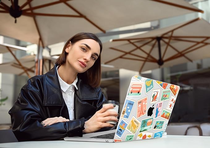 DONGKE Compatible with M4 MacBook Air 15 inch Case 2025-2023 A3241 A3114 A2941 M3 M2 Retina Display Touch ID, Plastic Hard Case & Keyboard Skin for MacBook Air 15" - Post Stamps