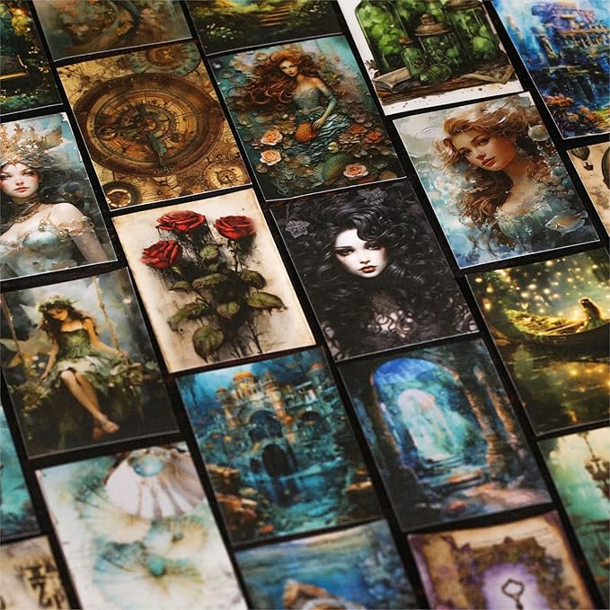 Aromoty 4 Sets 200 Pcs Washi Stickers Book Kit for Journaling, Vintage Aesthetic Gothic Magic Scrapbook Stickers for Scrapbooking Bullet Junk Journal Supplies Planner Stationery Collage Craft Gifts