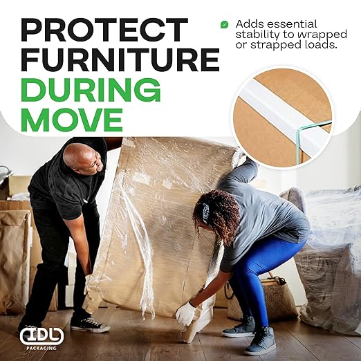 IDL Packaging 2” x 2” x 36” Cardboard Edge Protector (Pack of 200) - Corner Protectors for Shipping, Storage, & Moving – Reinforced Corner Guard Protection for Pallets, Wall Corners, & Furniture