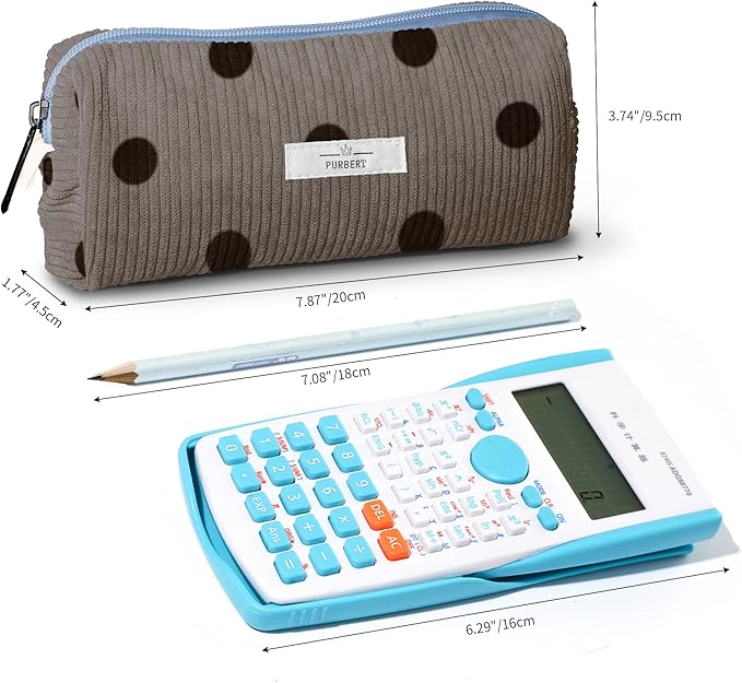 Pencil Bag Pen Case, Soft Corduroy Small Pencil Pouch Organizer with Zipper, Cute Pencil Case Pouch Stationery for Girls and Boys – Dot Grey