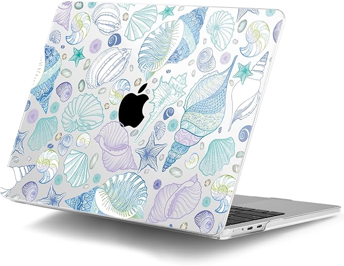 DONGKE Compatible with M4 MacBook Air 15 inch Case 2025-2023 A3241 A3114 A2941 M3 M2 Retina Display Touch ID, Plastic Hard Case & Keyboard Skin for MacBook Air 15" - Sea Shells