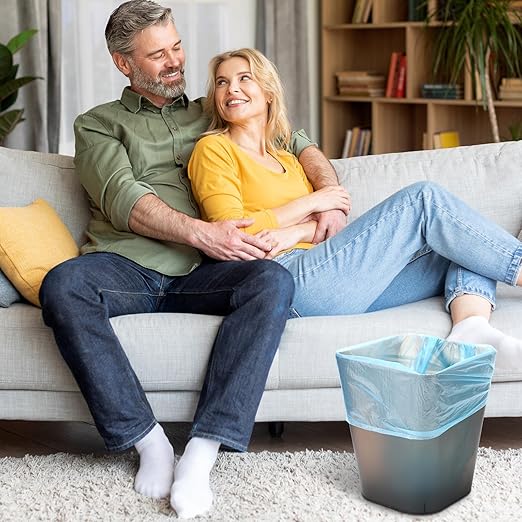 Hoolerry 9 Pieces Garbage Can 2 Gallon Small Trash Cans Bulk Bathroom Trash Bin Plastic Wastebasket Square for Bedroom Slim Bathroom Trashcan Small Container for Kitchen Office Home(Brown)