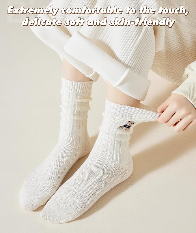 IIG Cute Warm Wool Socks for Women Super Cozy Thick Crew Winter Socks Gifts, 5 Pairs