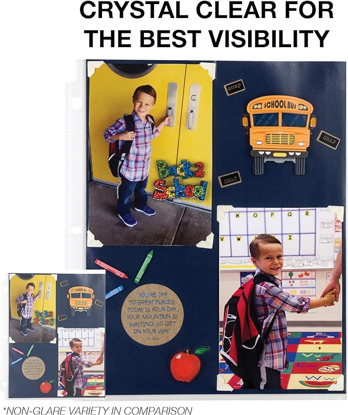 Samsill Mini Sheet Protectors 100 Pack, 5.5 x 8.5 Inch Page Protectors for Mini 3 Ring Binder, Clear Protector Sheets, 7 Hole, Top Loading, Acid Free