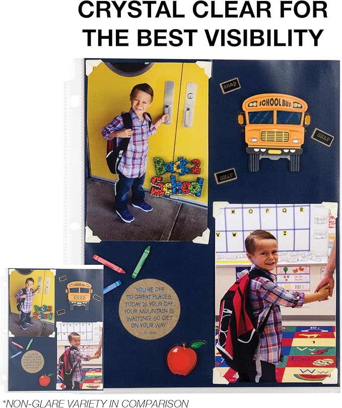 Samsill Mini Sheet Protectors 50 Pack, 5.5 x 8.5 Inch Page Protectors for Mini 3 Ring Binder, Heavy Duty, Clear Protector Sheets, 7 Hole, Top Loading, Acid Free